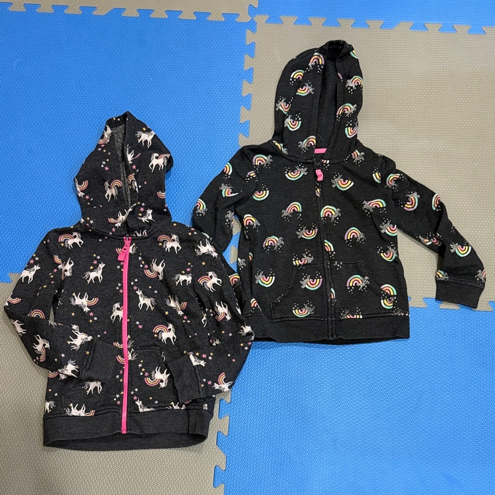 Unicorn and Rainbow Kids Hoodie Set - Black size 6